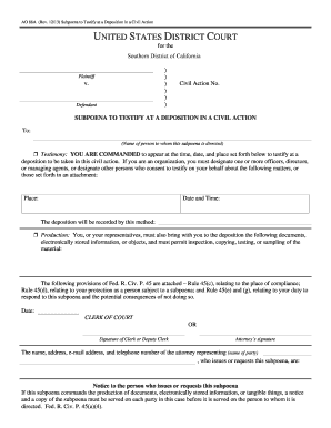 Subpoena to Testify at a Deposition in a Civil Action