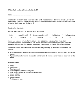 Vitamin C Experiment Form