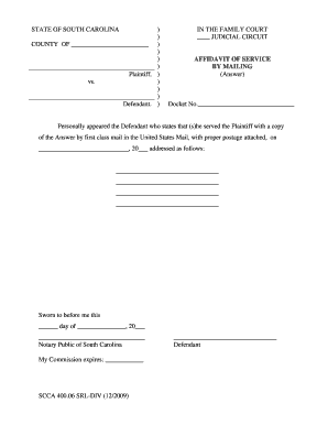 Affidavit of Service by Mailing
