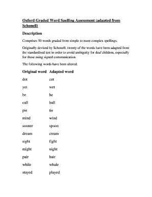 Oxford Graded Word Spelling Assessment