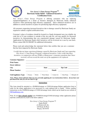 Hurricane Sandy Relief Certification Form