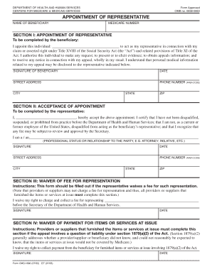 Appointment of Representative for Medicare Claims