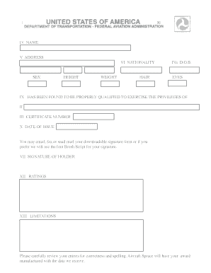 Pilot Certificate Application Form
