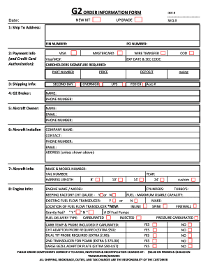G2 Order Information Form