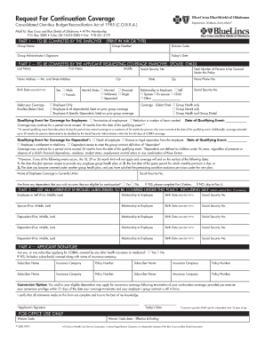 COBRA Continuation Coverage Request Form
