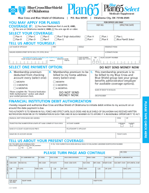 Blue Cross and Blue Shield of Oklahoma Plan65 Application