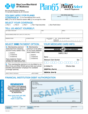 Blue Cross and Blue Shield of Oklahoma Medicare Supplement Application