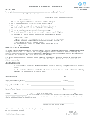 Affidavit of Domestic Partnership