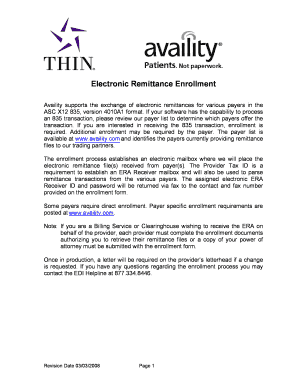 Electronic Remittance Advice Enrollment Form