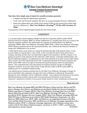 Blue Cross Medicare Advantage Automatic Premium Payment Authorization