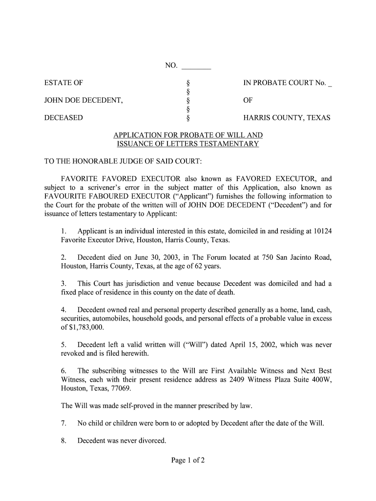Letter Of Testamentary Texas 2020 2021 Fill And Sign Printable