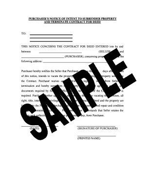 Purchaser's Notice of Intent to Surrender Property