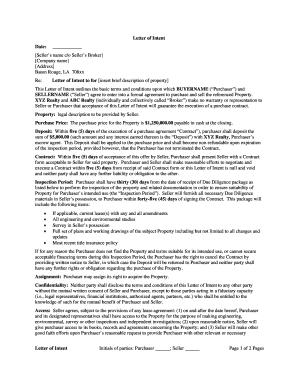 Letter of Intent for Property Purchase