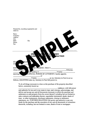 Special Power of Attorney for Real Estate Closing