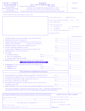 Middletown Business Income Tax Return