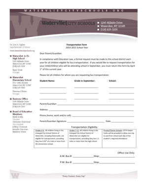 School Bus Transportation Request Form
