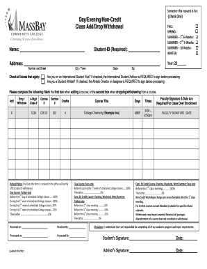 Class Add Drop Withdrawal Form