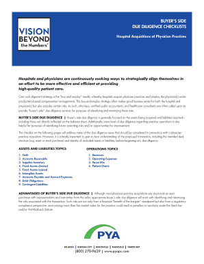 Hospital Physician Practice Acquisition Due Diligence Checklist