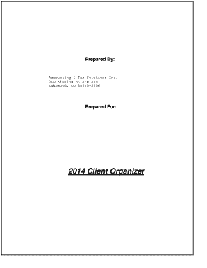 2014 Tax Organizer Form