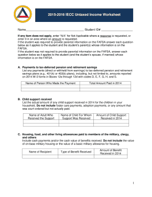 2015-2016 Untaxed Income Worksheet