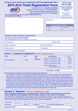 ACU Trials Registration Form