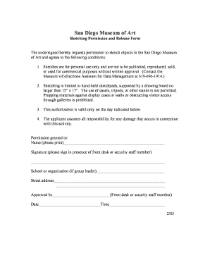 Sketching Permission and Release Form
