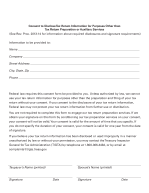 Tax Return Information Disclosure Consent Form