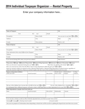 2014 Individual Taxpayer Organizer