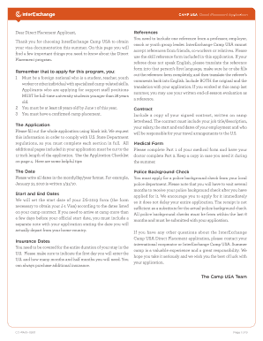 InterExchange Camp USA Direct Placement Application