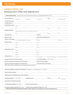 Work & Travel USA Employment Offer and Agreement