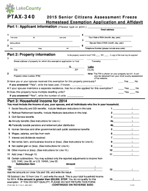 Senior Citizens Assessment Freeze Homestead Exemption Application