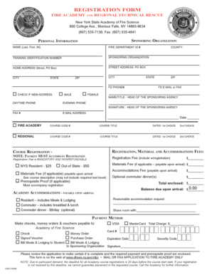 New York State Fire Academy Registration Form