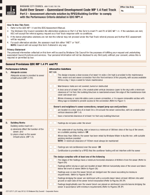 Brisbane City Council Build Over Sewer Assessment Form