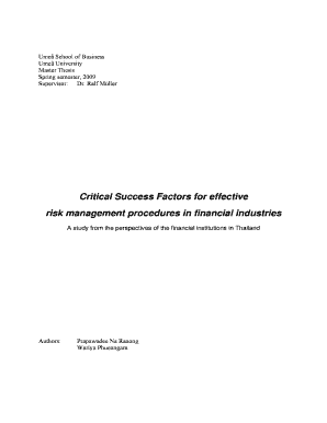 Critical Success Factors for effective risk management