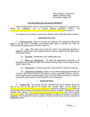 Auction Real Estate Sales Contract