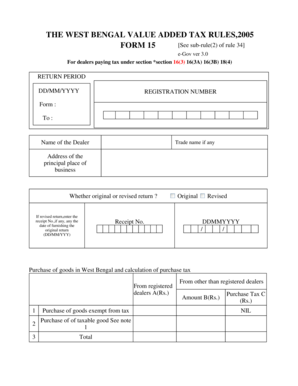 West Bengal VAT Form 15