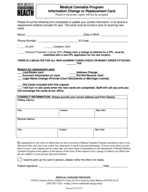 Medical Cannabis ID Card Replacement Form