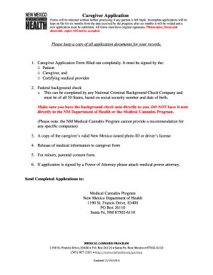 New Mexico Medical Cannabis Caregiver Application