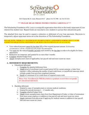 Scholarship Foundation Loan Repayment Assessment Form