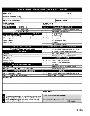 Trench Inspection and Entry Authorization Form