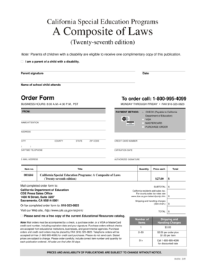 California Special Education Programs Order Form