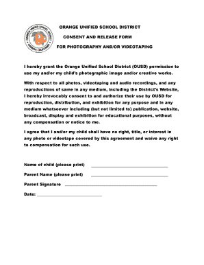 Photography-Videotaping Release Form - Orange Unified School ... - orangeusd k12 ca