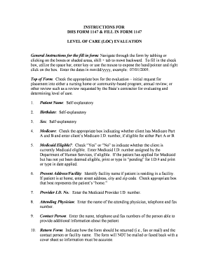 DHS Form 1147 Level of Care Evaluation