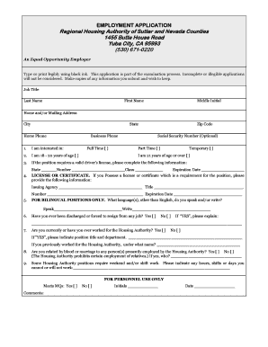 Employment Application Form