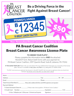Breast Cancer Awareness License Plate Application