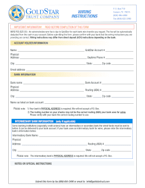 GoldStar Bank Wire Transfer Form