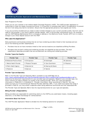 IHCP Billing Provider Application and Maintenance Form