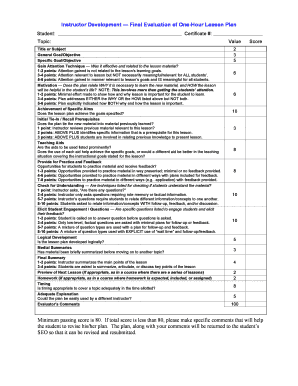 Instructor Development Lesson Evaluation Form