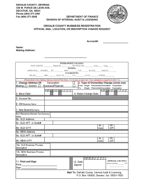 DeKalb County Business Registration Change Request