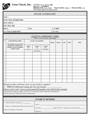 GeneCheck General Submission Form